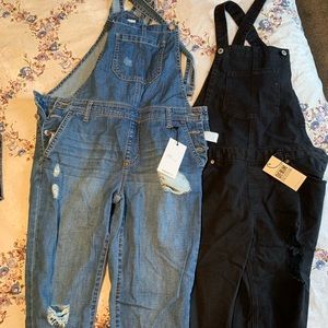 2 pairs of Forever 21 distressed overalls